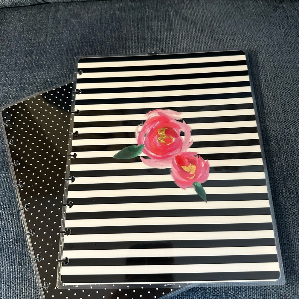 Happy Planner Classic Cover - Roses & Black Stripe
